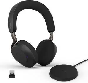Jabra Evolve3 75 On-Ear Wireless Bluetooth Headset with Mic and Wireless Charging Stand for Work, USB-A, AI Voice Call Technology, Advanced ANC, 22-Hour Battery, Microsoft Teams Certified, Black Jabra Evolve3 75 On-Ear Wireless Bluetooth Headset with Mic and Wireless Charging Stand for Work, USB-A, AI Voice Call Technology, Advanced ANC, 22-Hour Battery, Microsoft Teams Certified, Black