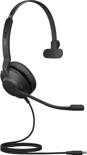 Jabra Evolve2 30 MS Wired Headset, USB-C, Mono, Black – Lightweight, Portable Telephone Headset with 2 Built-in Microphones – Work Headset with Superior Audio and Reliable Comfort