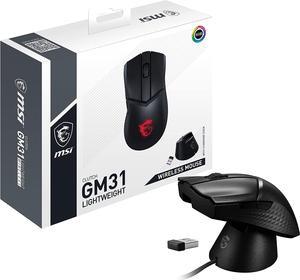 MSI Clutch GM31 Lightweight Wireless Ergonomic Gaming Mouse  Charging Dock 12K DPI Optical Sensor 60M Omron Switches FastCharging 110Hr Battery RGB Mystic Light 5 Programmable Buttons PCMac