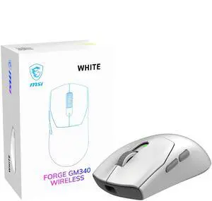 MSI FORGE GM340 Wireless Gaming Mouse - White, PixArt PAW3311 12K DPI, Tri-Mode (2.4GHz/Bluetooth 5.3/USB), 57g Ultra-Lightweight, 1000Hz MSI FORGE GM340 Wireless Gaming Mouse - White, PixArt PAW3311 12K DPI, Tri-Mode (2.4GHz/Bluetooth 5.3/USB), 57g Ultra-Lightweight, 1000Hz