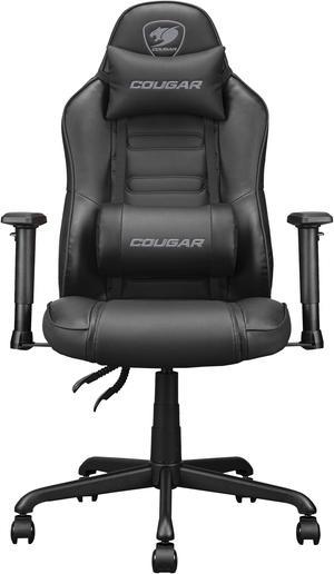 COUGAR Fusion S Black, Medium Size Gaming Chair with Built-in 3D Curved Lumbar Support, PVC Faux Leather