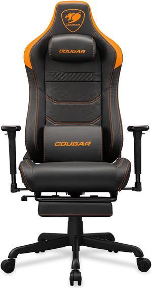 Cougar Armor Evo S Black Gaming, with Retractable Footrest, Ergonomic, Premium Breathable PVC Leather - 3D Adjustable Armrest - Reclaining Backrest up to 155º  - Tilt Mechanism, Black/Orange