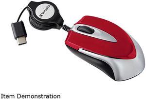 Verbatim USB-C Mini Optical Travel Mouse-Red