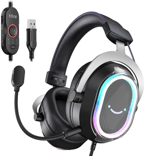 FIFINE H13 USB Gaming Headset - with Mic - 7.1 Surround Sound - Vibrant RGB Lighting - Ergonomic Ear Pads - Control Box, Streaming FIFINE H13 USB Gaming Headset - with Mic - 7.1 Surround Sound - Vibrant RGB Lighting - Ergonomic Ear Pads - Control Box, Streaming