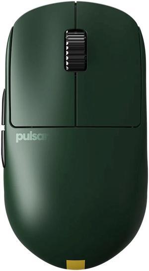 Pulsar Gaming Gears X2H Founder's Edition eS Wireless Gaming Mouse Lightweight 65g Ambidextrous, 2.4 Ghz 4K Dongle Included PAW3395 26K DPI Optical Sensor, OLED Display, Green