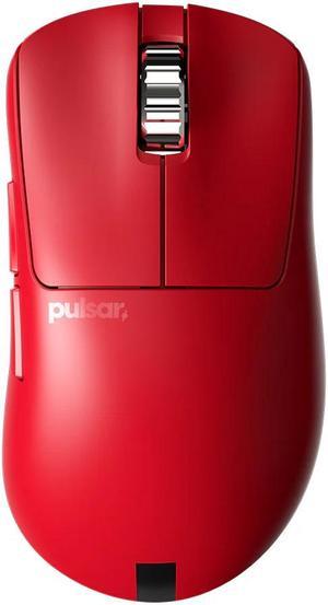 Pulsar Gaming Gears Xlite V3 Medium eS Wireless Gaming Mouse Lightweight 65g Ergonomic Right Hand, 2.4 Ghz 4K Dongle included PAW3395 26K DPI Optical Sensor, OLED display, Red