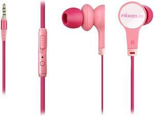Nixeus Pink 3.5mm Connector Earbud Earphones (Pink)