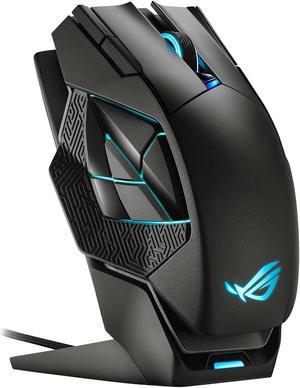 ASUS ROG Spatha X Wireless Gaming Mouse Magnetic Charging Stand 12 Programmable Buttons 19000 DPI Pushfit Hot Swap Switch Sockets ROG Micro Switches ROG Paracord and Aura RGB lighting