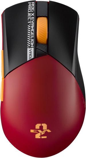 Asus ROG Gladius III Wireless AimPoint EVA-02 Edition Gaming Mouse, 2.4GHz RF, Bluetooth, Wired, 36K DPI sensor, 6 programmable buttons, ROG SpeedNova, Replaceable switches, Paracord cable, Red