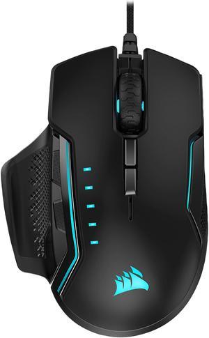CORSAIR GLAIVE RGB PRO Comfort FPS/MOBA Gaming Mouse with Interchangeable Grips, Black, Backlit RGB LED, 18000 dpi, Optical