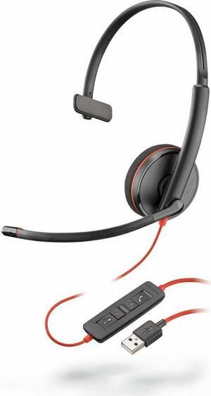 Poly Blackwire 3210 Monaural USB-A Headset - TAA-US - Black   8M3X3AA#ABA