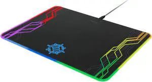 ENHANCE LED Gaming Mouse Pad Hard Large Surface - 7 RGB Light Up Modes, Lighting Brightness Controls with Transparent Decals & Edges - Ambient Desktop Lighting & Accurate Tracking