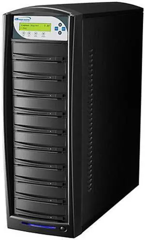 VINPOWER Black 1 to 10 256M Buffer Memory SharkCopier Daisy Chain DVD CD Disc Duplicator + 320GB HDD Model Shark-S10T-DC-BK