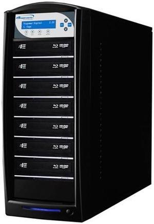 VINPOWER Black 1 to 7 128M Buffer Memory SharkBlu BDXL / Blu-Ray / DVD / CD Disc Duplicator + USB 3.0 + 500GB HDD Model SharkBlu-S7T-XL-BK