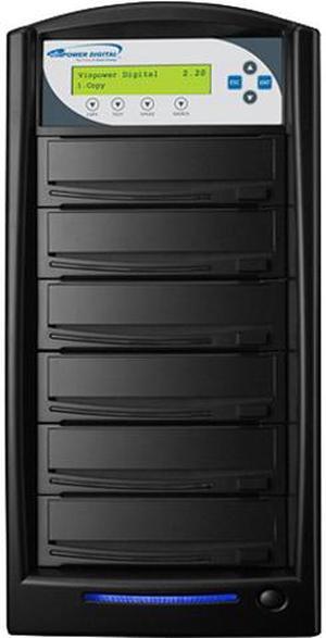 VINPOWER Black 1 to 5 128M Buffer Memory SharkCopier DVD/CD Tower Duplicator with 320GB Hard Drive Model SHARK-S5T-BK