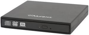 Aluratek USB 2.0 Black External Slim Multi-Format Writer with Software Model AEOD100F
