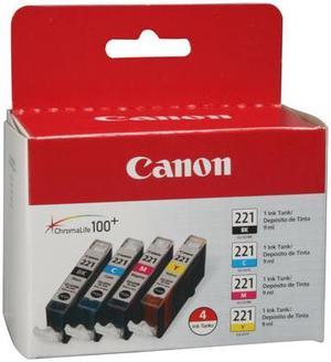 Canon CLI-221 Ink Cartridge - Combo Pack - Black/Cyan/Magenta/Yellow
