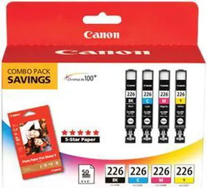 Canon CLI-226 Ink Cartridge - Combo Pack - Black/Cyan/Magenta/Yellow/Paper Canon CLI-226 Ink Cartridge - Combo Pack - Black/Cyan/Magenta/Yellow/Paper
