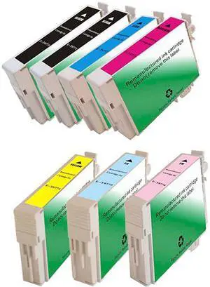 Green Project Compatible Ink Cartridge Replacement for Epson (2pc. Epson T0771 , 1pc. T0772 , 1pc. T0773 , 1pc. T0774 , 1pc. T0775 , 1pc. T0776) 7 Pack