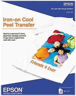 Epson S041153 Iron-on Transfer Paper Letter - 8.50" x 11" - 10 Sheet