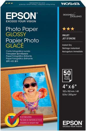 Epson S041809 Photo Paper 4" x 6" - Glossy - 50 Sheet