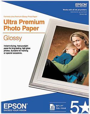 Epson S042182 Ultra Premium Photo Paper Letter - 8.50" x 11" - Glossy - 25 / Pack - Bright White