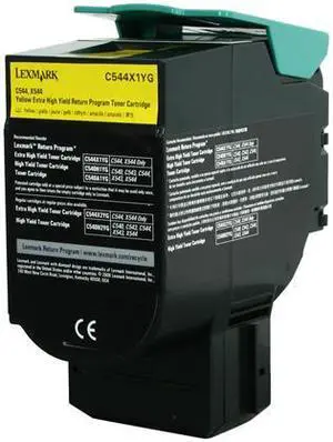 Lexmark C544X1YG Extra High Yield Return Program Toner Cartridge - Yellow