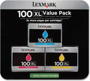 Lexmark 100XL High Yield Return Program Ink Cartridge - Combo Pack - Cyan/Magenta/Yellow