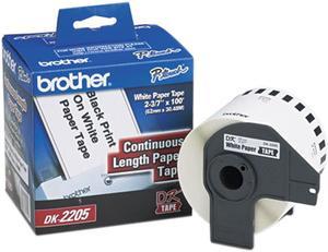 Brother DK2205 Continuous Paper Label Tape, 2.4" x 100 ft. Roll, White