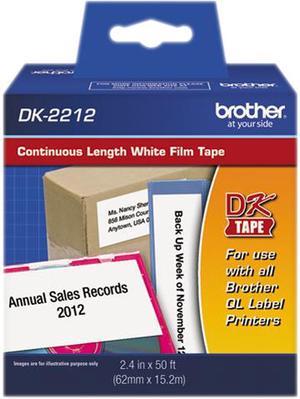 Brother DK2212 Continuous Film Label Tape, 2.4" x 50 ft. Roll, White