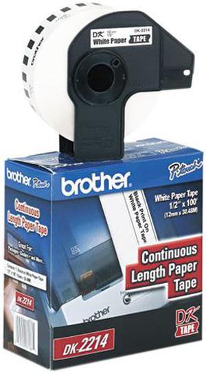 Brother DK2214 Continuous Paper Label Tape, .47" x 100 ft. Roll, White