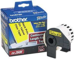 Brother DK2606 Continuous Film Label Tape, 2-3/7" x 50 ft. Roll, Yellow