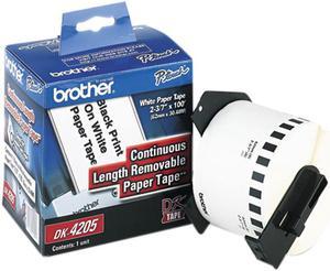 Brother DK4205 Removable Paper Label Tape, 2.4" x 100 ft. Roll, White