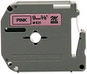 brother ME21 9mm (0.35") Black on Pink Non-Laminated tape for P-touch 8m (26.2 ft)