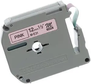 Brother P-Touch ME31 Black on Pink Tape - 0.50" Width x 26.2 ft. Length - 1 Roll - Metallic Pink