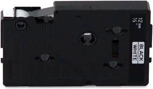 Brother 12mm (1/2") Black on White Laminated Tape (7.7m/25') (2/Pkg)