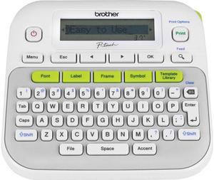 Brother P-touch PT-D210 Easy-to-Use Label Maker, Thermal Transfer, 180 dpi, 20mm./sec, Up to 2 Print Lines, Manual Cutter