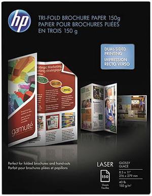 HP Q6612A Brochure/Flyer Paper For Laser Print - Letter - 8.50" x 11" - Smooth, Glossy - 97 Brightness - 150 / Pack - White