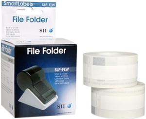 Seiko Self-Adhesive Folder Labels, 9/16 x 3-7/16, White, 260/Box