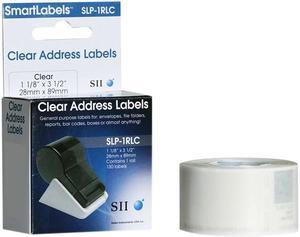 Seiko Self-Adhesive Address Labels,1-1/8 x 3-1/2, Clear, 260/Box