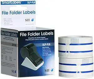 Seiko SmartLabel SLP-FLB File Folder Label
0.56" Width x 3.43" Length - 130/Roll - 0.79" CoreRoll - Blue