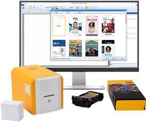 KODAK ID100S Photo ID Card Printer Kit, Includes printer, pre-loaded color ribbon, 100 cards, and KODAK Photo ID Studio badge creation software