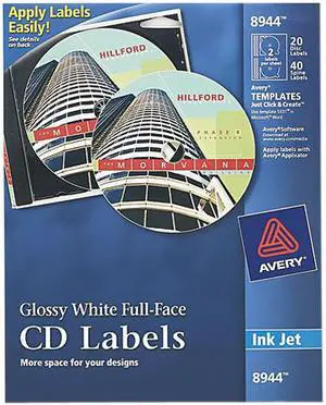 Avery 8944 Full Face CD Label Circle - Inkjet - White