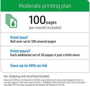 HP Instant Ink, 1st Month Enrollment Key, 100 Page Plan (1VU19AN)