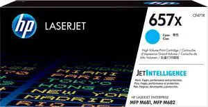 HP 657X High Yield LaserJet Toner Cartridge - Cyan