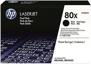 HP 80X CF280XD Black High Yield Original LaserJet Toner Cartridges 2 pack