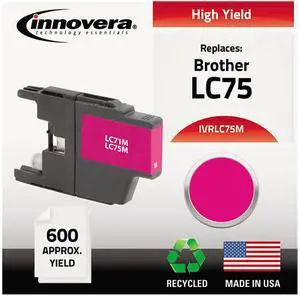 Innovera IVRLC75M Magenta Ink Cartridge, Replacement for Brother LC71M LC75M