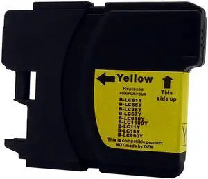 Green Project B-LC61/65Y Remanufactured Yellow Ink Cartridge Replacement for Brother LC65Y
