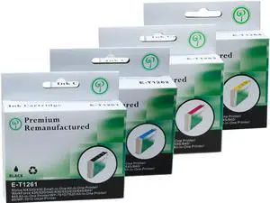 Green Project E-T1261(4)PK Black and Colors Compatible Epson E-T1261 Ink Cartridge 4 Pack