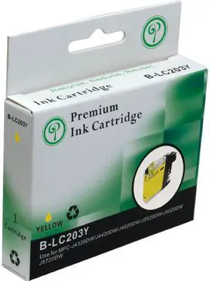 Green Project B-LC203Y Yellow Ink Cartridge Compatible for Brother LC 203